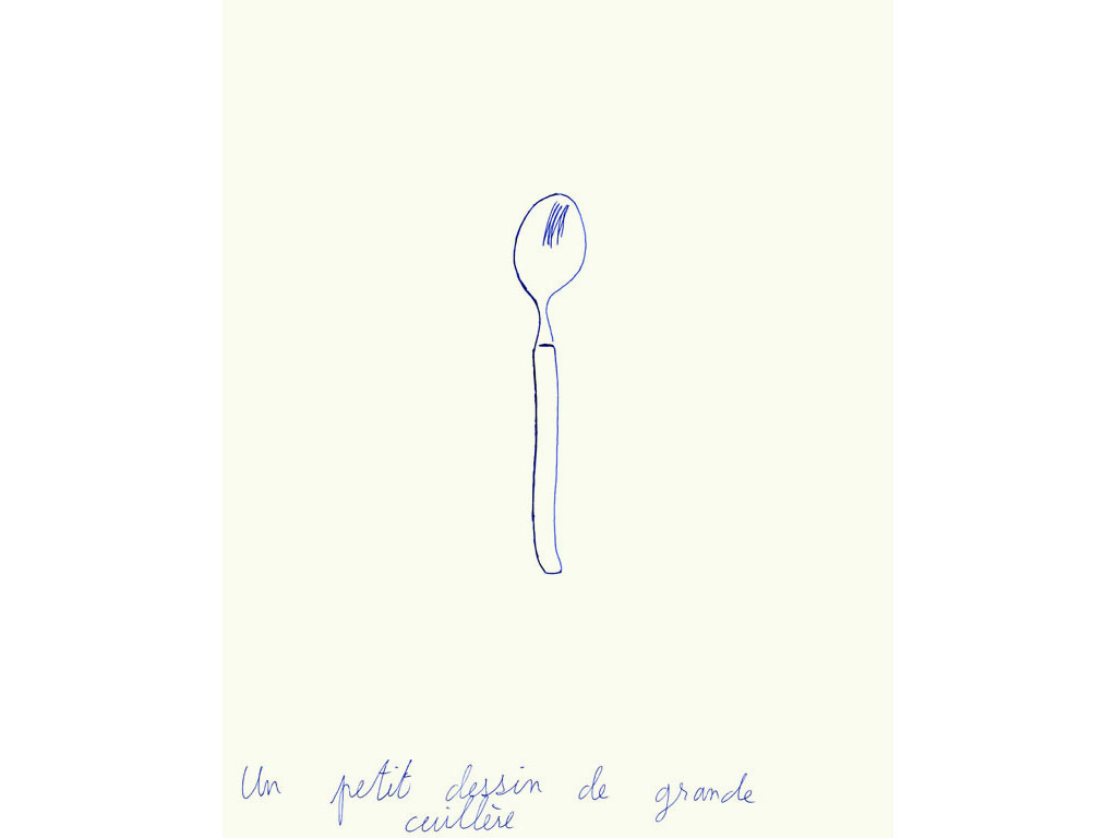 Claude Closky, ‘Un petit dessin de grande cuillère [a small drawing of a big spoon]’, 1990, blue ballpoint pen on paper, 30 x 24 cm.